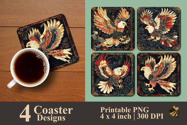 Cool Eagle Art Coaster Sublimation Design