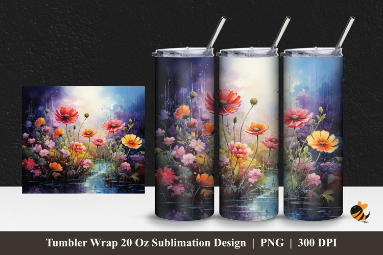 Colorful Garden Tumbler Wrap Sublimation Design 1 example image 1