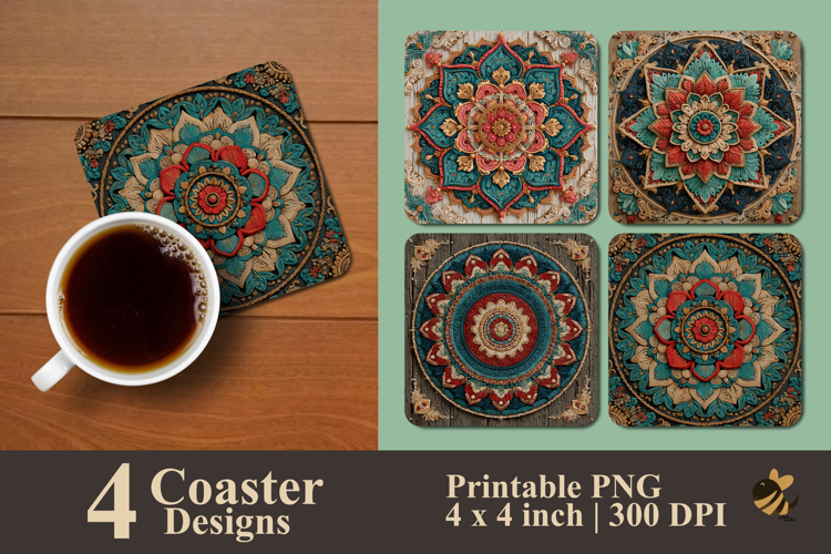 Sacred Mandala Coaster Sublimation Design