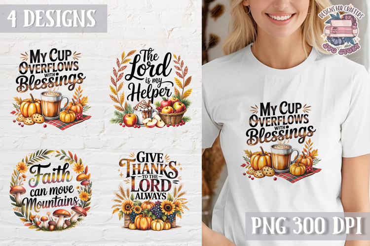 Fall Cozy Quote Bible Clipart PNG Sublimation 4 Designs example image 1