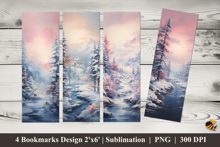 Serene Winter Bookmarks Sublimation Design example image 1