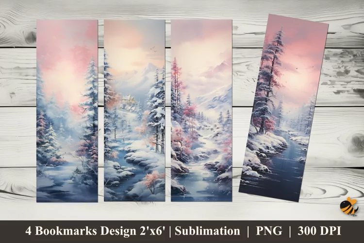 Serene Winter Bookmarks Sublimation Design