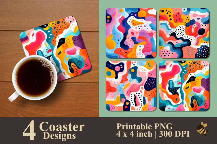 Abstract Bright Colors Coaster Sublimation Designs