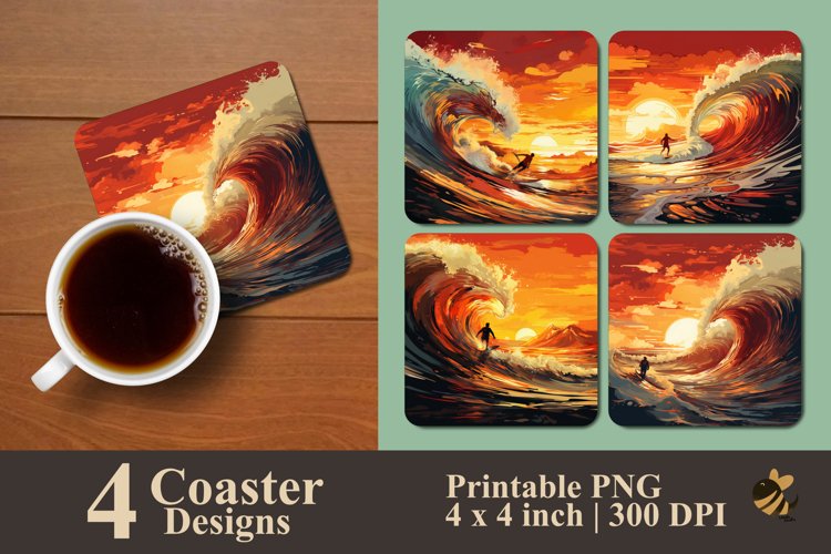 Afternoon Surfing Coaster Sublimation Designs example image 1