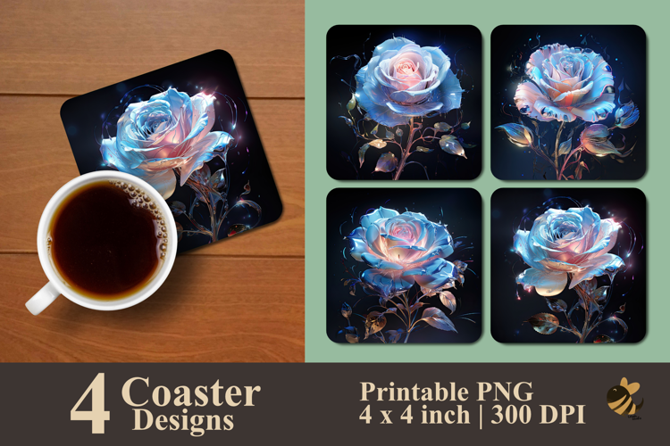 Cyber Petal Rose Coaster Sublimation Design