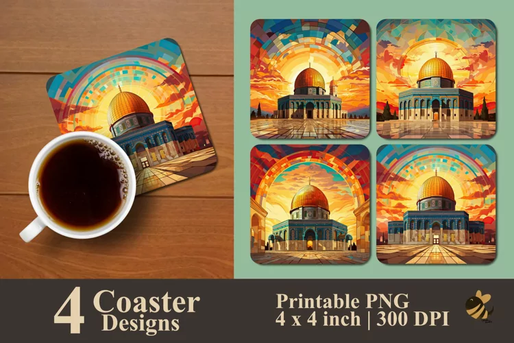 Ramadhan Mosque Coaster Sublimation Designs