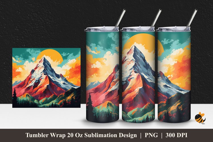 Rock Peak Tumbler Wrap Sublimation Design 1