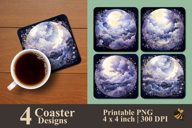 Moonlit Dream Coaster Sublimation Design