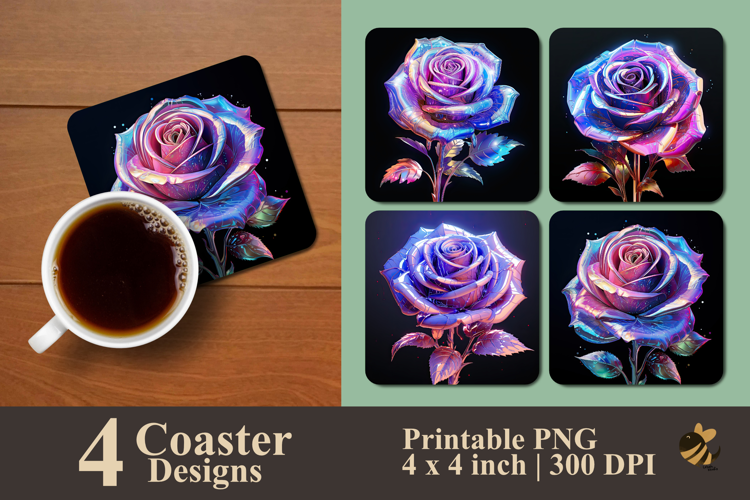 Fantasy Futuristic Rose Coaster Sublimation Design
