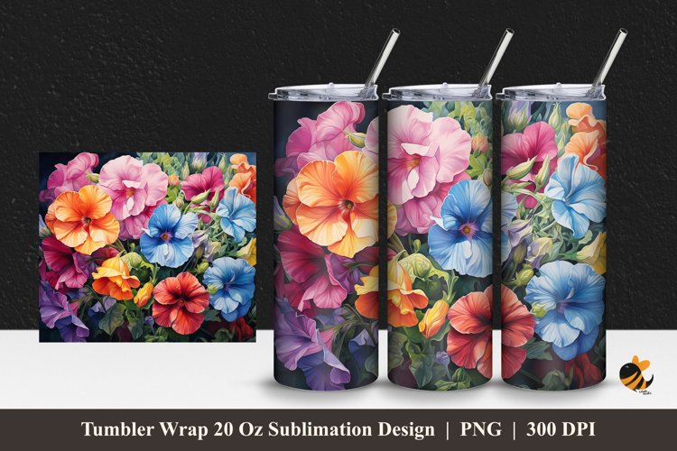 Calibrachoa Flower Tumbler Wrap Sublimation Design 1
