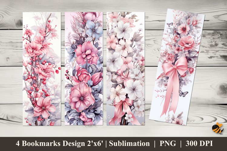 Winter Flowers Bookmarks Sublimation Design