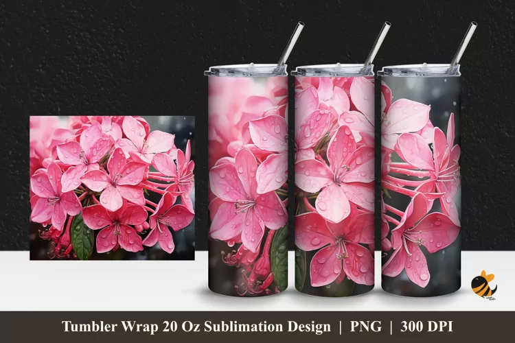 Ixora Flower Tumbler Wrap Sublimation Design 1
