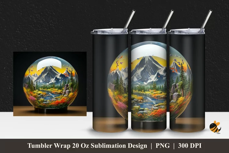 Aero Garden Illustration Tumbler Wrap Sublimation Design 1