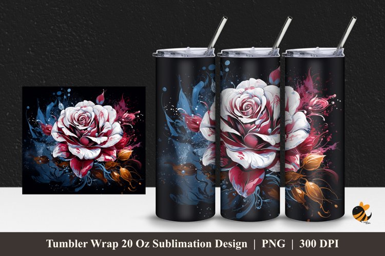 Rare Rose Tumbler Wrap Sublimation Design 1 example image 1