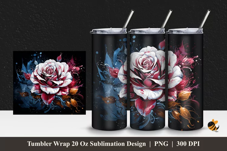 Rare Rose Tumbler Wrap Sublimation Design 1