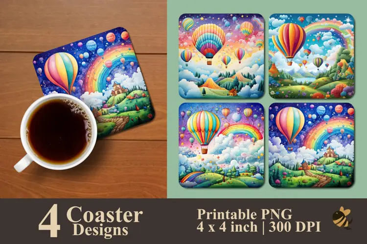 Rainbow Wonderland Coaster Sublimation Design