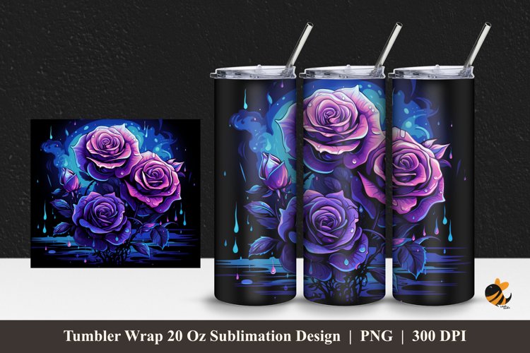 Watering Roses Tumbler Wrap Sublimation Design 1 example image 1
