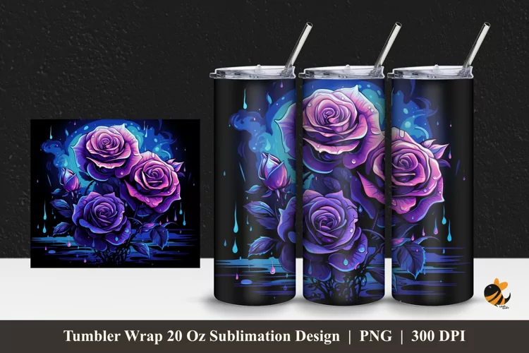 Watering Roses Tumbler Wrap Sublimation Design 1