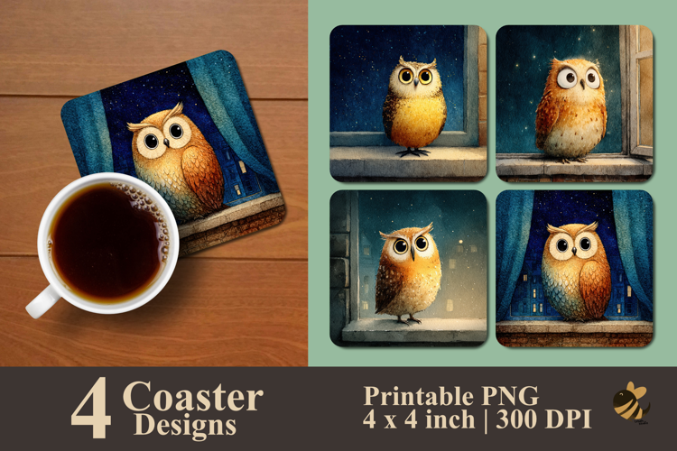 Cat At The Window Coaster Sublimation Design