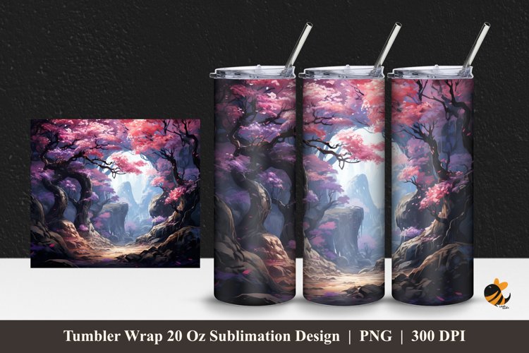 Sakura Garden Tumbler Wrap Sublimation Design 1