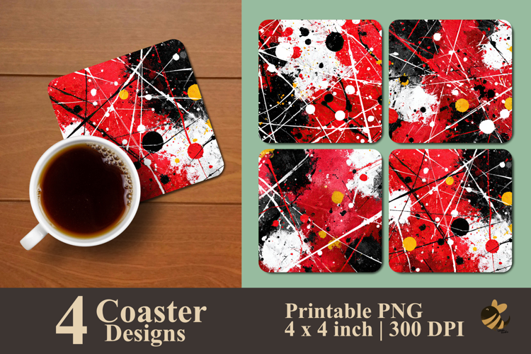 Red Canvas Motion Coaster Sublimation Design