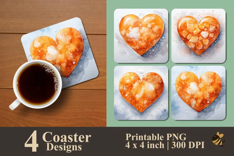 Snowy Heart Coaster Sublimation Designs