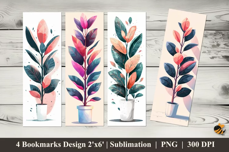 Rubber Plant Bookmarks Sublimation Design
