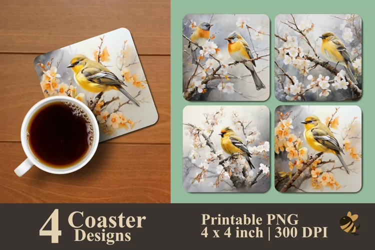 Winter Jasmine Coaster Sublimation Designs