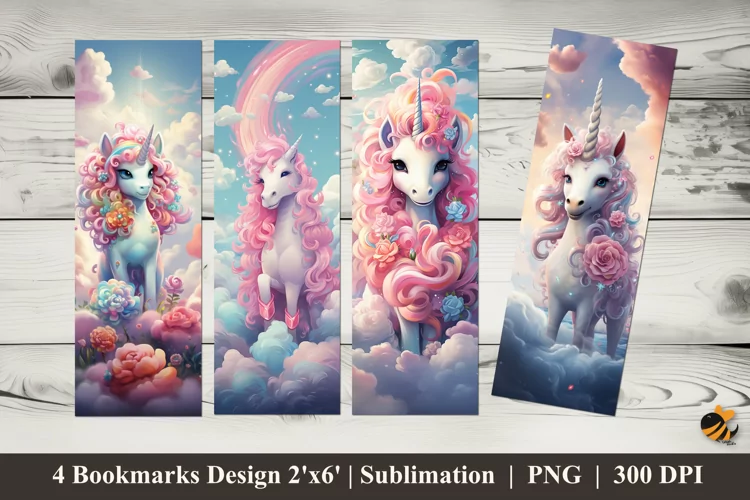 Unicorn Fantasy Bookmark Sublimation Design
