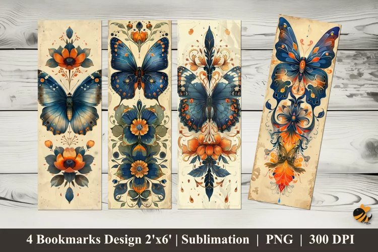 Symmetrical Butterfly Bookmarks Sublimation Design