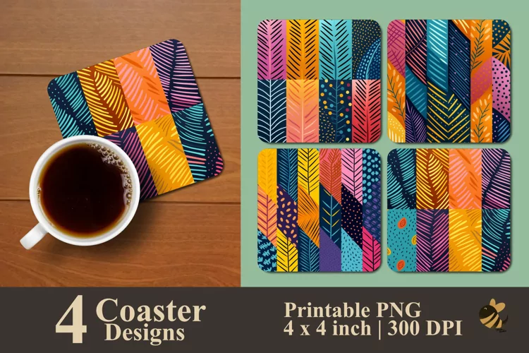 Boho Hand Drawn Coaster Sublimation Designs