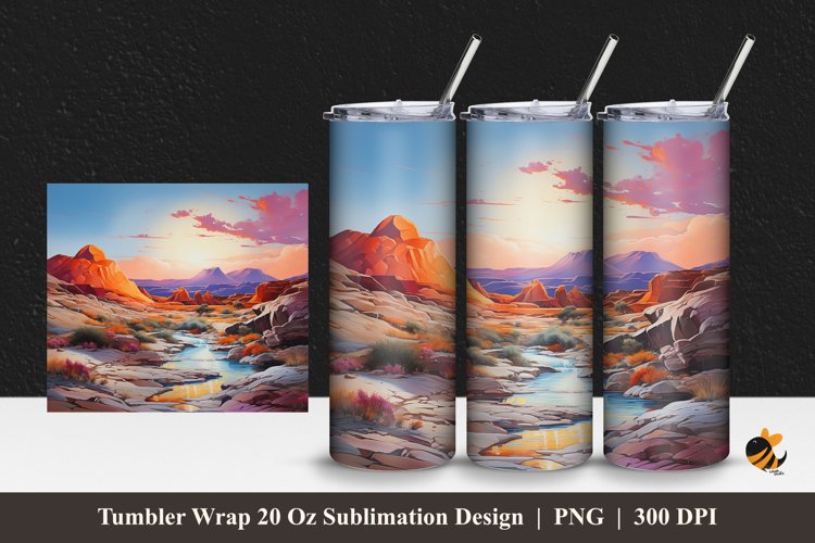 Mountain Vivid Color Tumbler Wrap Sublimation Design 1