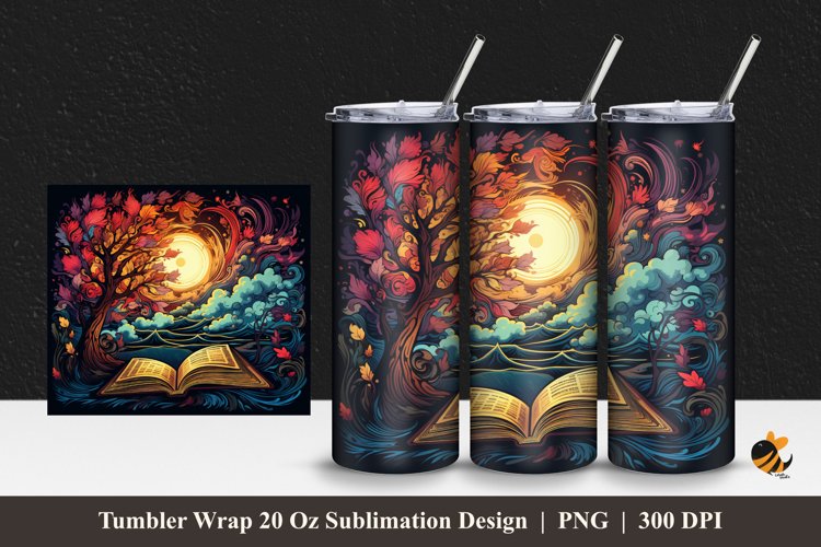 Magic Book Tumbler Wrap Sublimation Design 1 example image 1