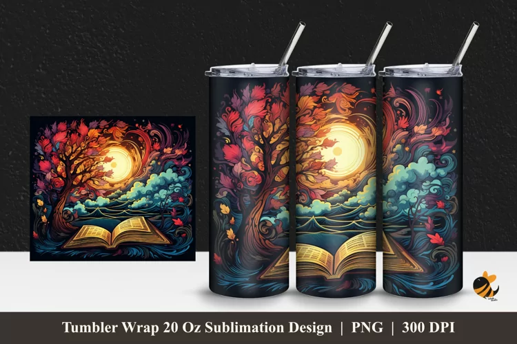 Magic Book Tumbler Wrap Sublimation Design 1