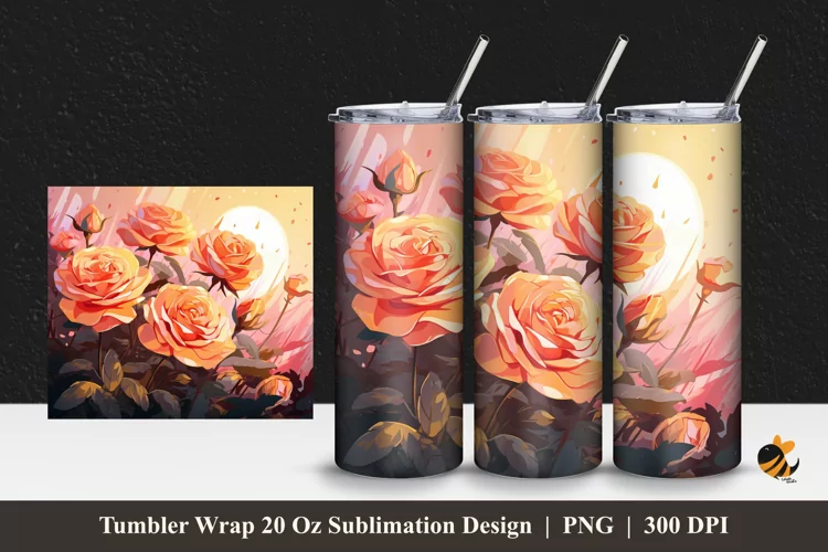 Senja Rose Tumbler Wrap Sublimation Design 1