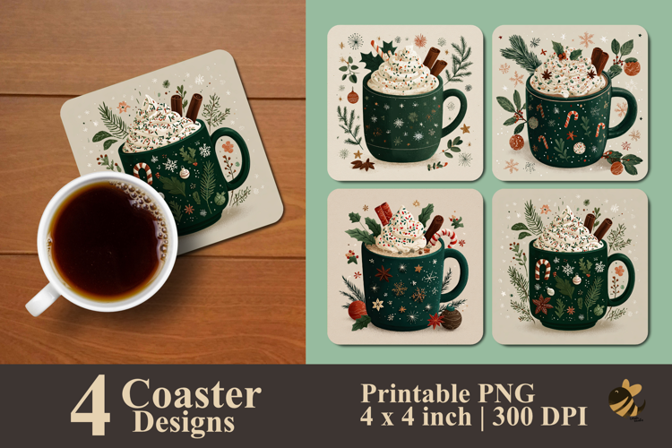 Cozy Winter Drink Coaster Sublimation Design