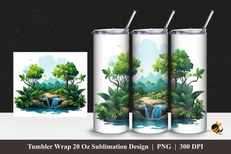Tropical Island Tumbler Wrap Sublimation Design 1