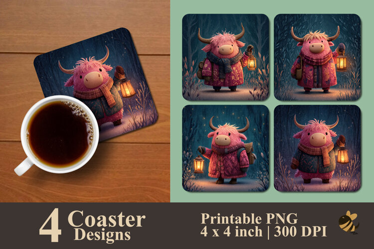 Lantern Glow Coaster Sublimation Design example image 1