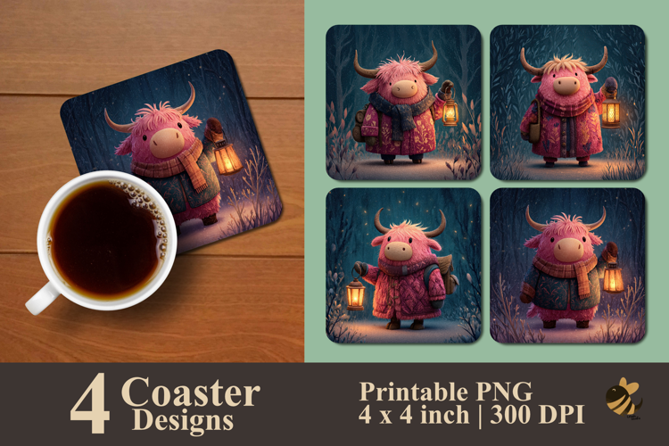 Lantern Glow Coaster Sublimation Design