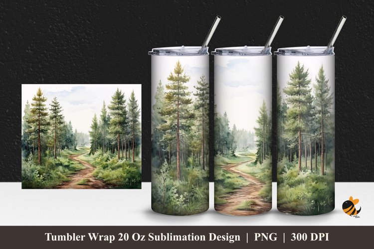 Pine Forest Tumbler Wrap Sublimation Design 1