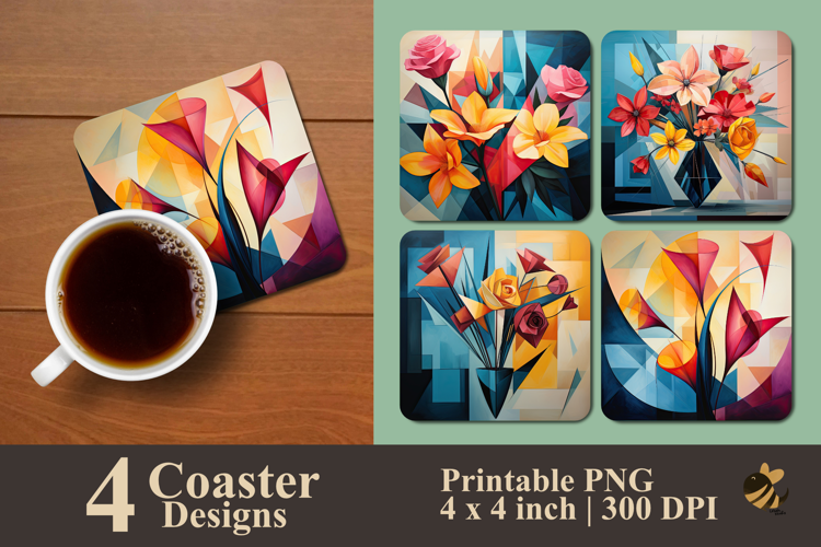 Blooming Angles Coaster Sublimation Design
