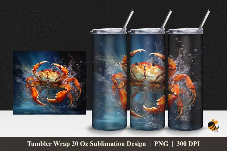 Fresh Crab Tumbler Wrap Sublimation Design 1