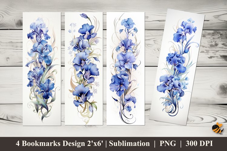 Delicate Flowers Bookmarks Sublimation Design example image 1