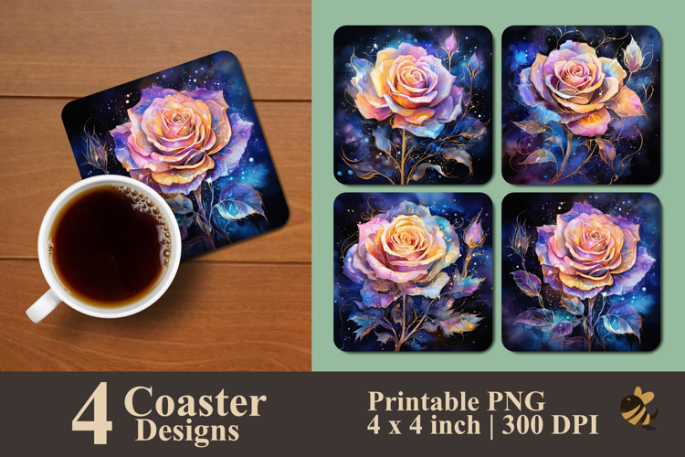 Plasma Rose Coaster Sublimation Design