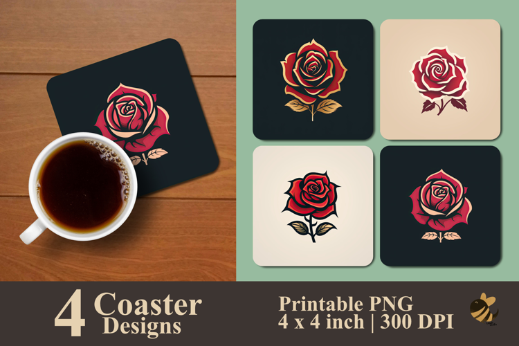 Symbolic Roses Coaster Sublimation Design