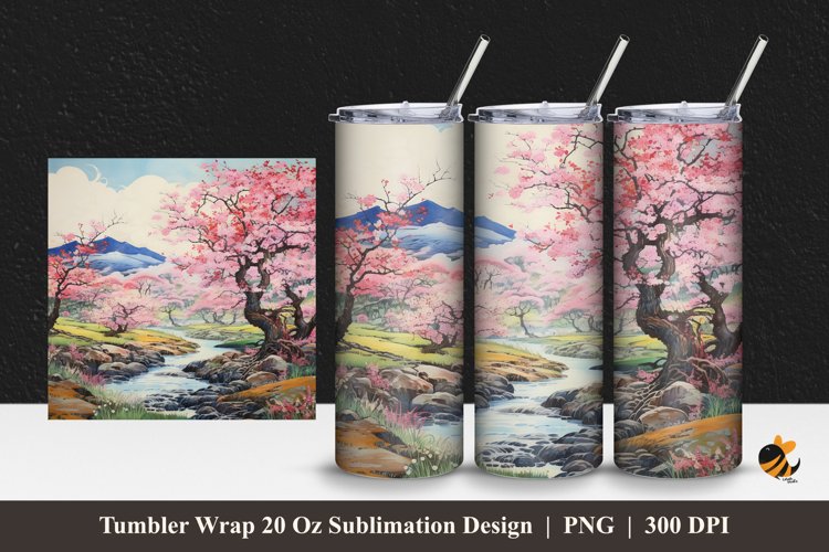 Beautiful Nature View Tumbler Wrap Sublimation Design 1 example image 1