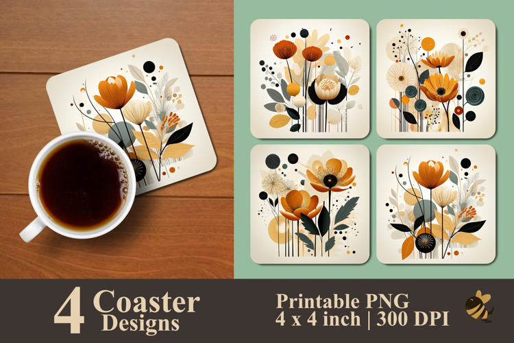Abstract Botanical Layers Coaster Sublimation Design