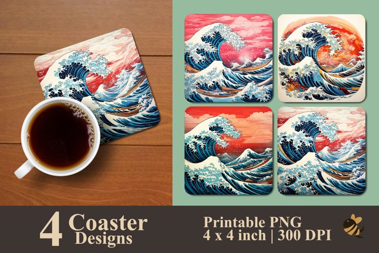 Beautiful Wave Coaster Sublimation Designs example image 1
