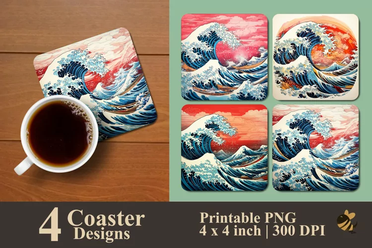 Beautiful Wave Coaster Sublimation Designs