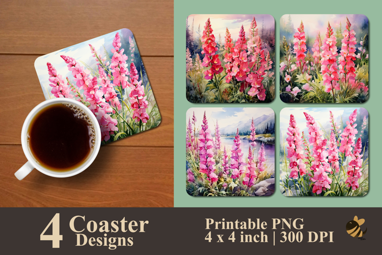 Snap Dragon Flower Coaster Sublimation Design